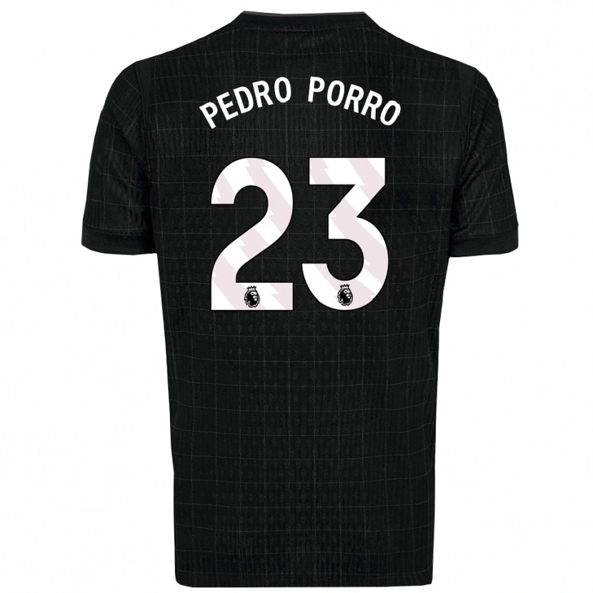 Danxen Hombre Camiseta Pedro Porro #23 Negro Gris 2ª Equipación 2025/26 La Camisa