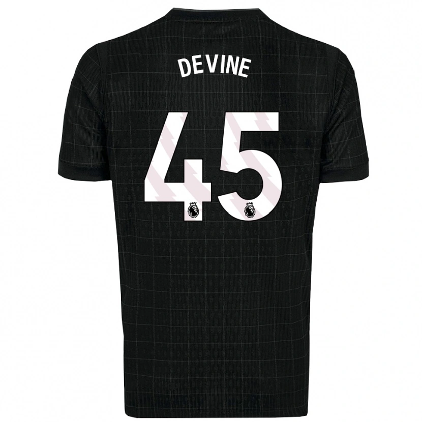 Danxen Hombre Camiseta Alfie Devine #45 Negro Gris 2ª Equipación 2025/26 La Camisa