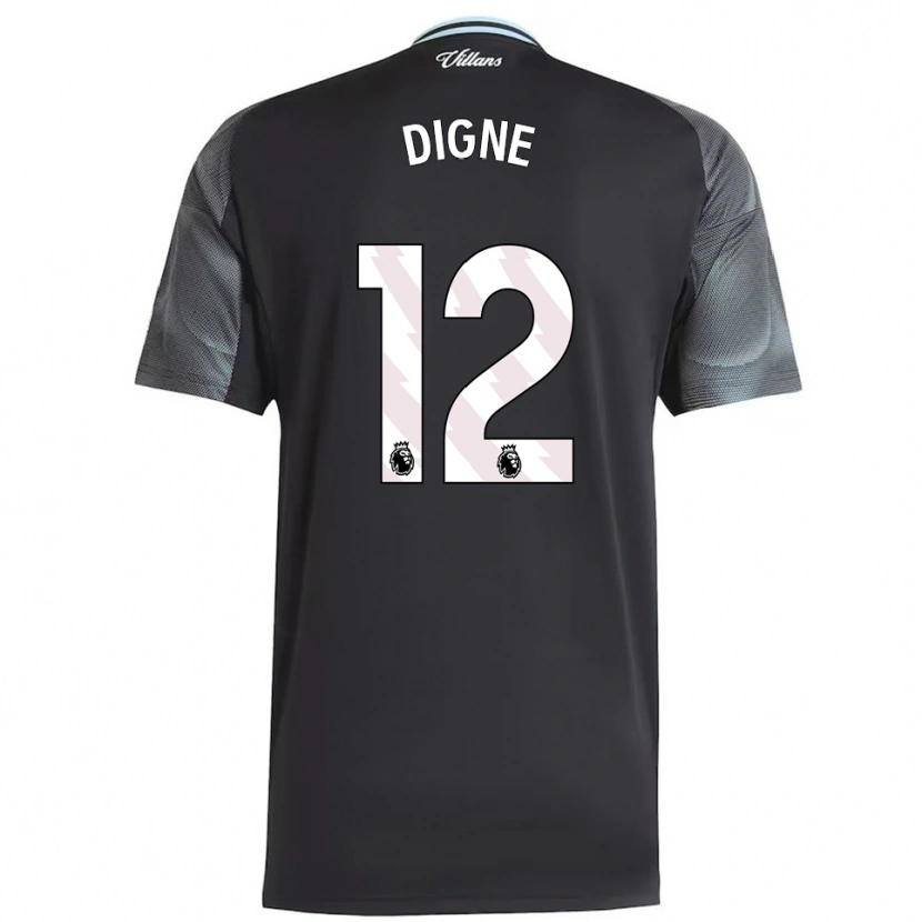 Danxen Hombre Camiseta Lucas Digne #12 Negro Celeste 2ª Equipación 2025/26 La Camisa