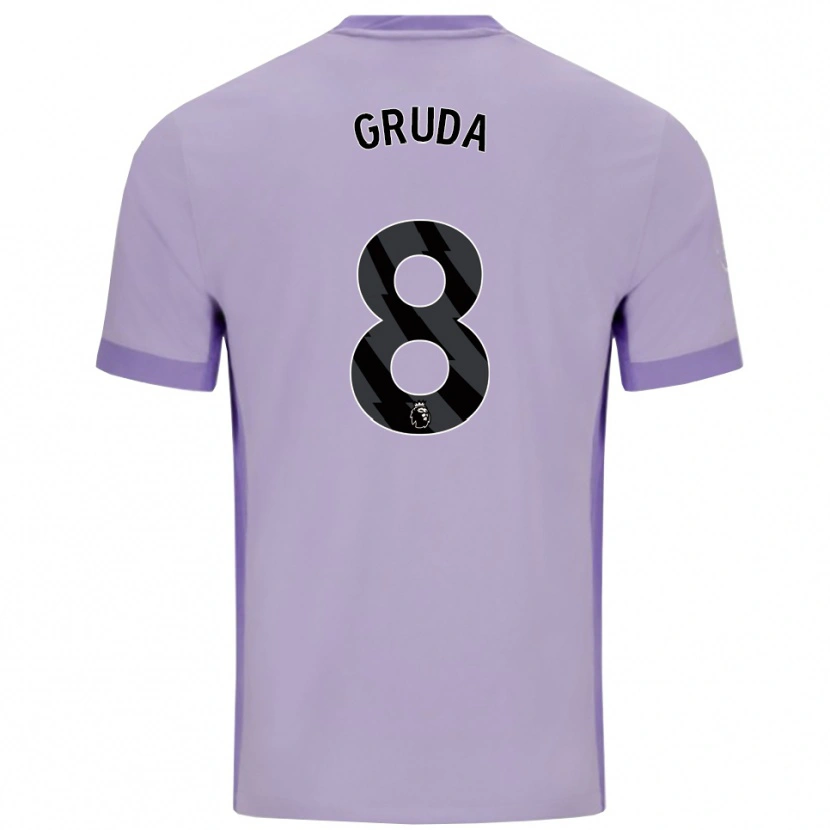 Danxen Hombre Camiseta Brajan Gruda #8 Morado Taro Blanco 2ª Equipación 2025/26 La Camisa
