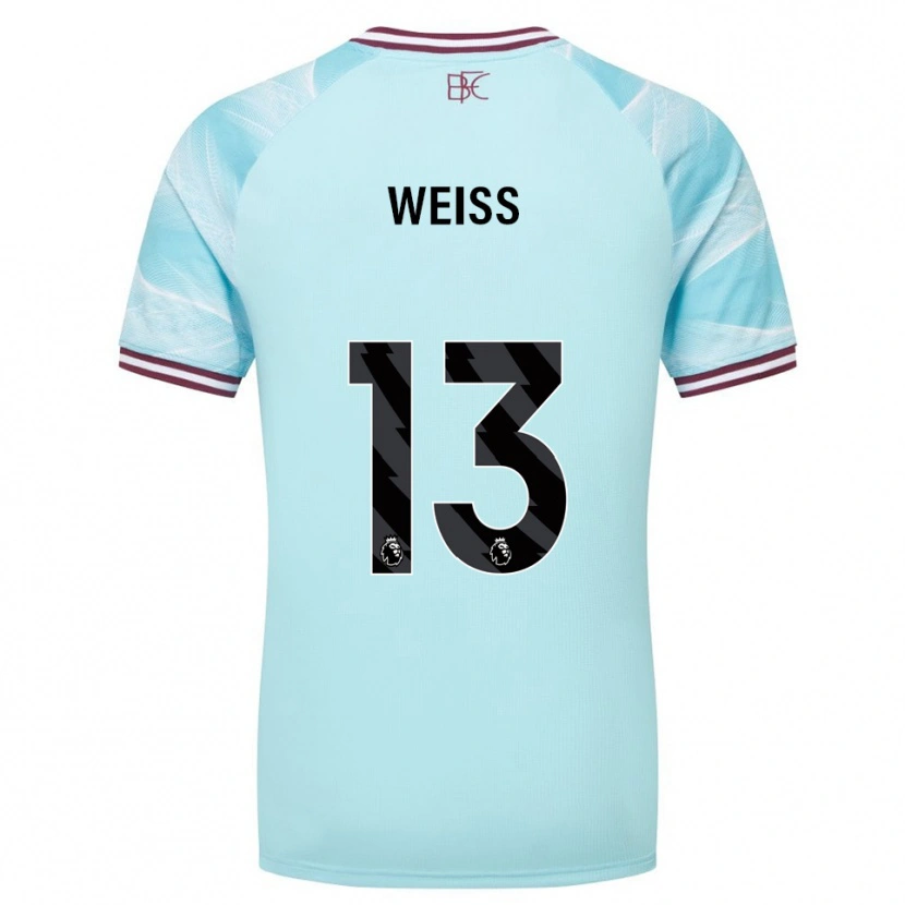 Danxen Hombre Camiseta Max Weiß #13 Celeste Borgoña 2ª Equipación 2025/26 La Camisa