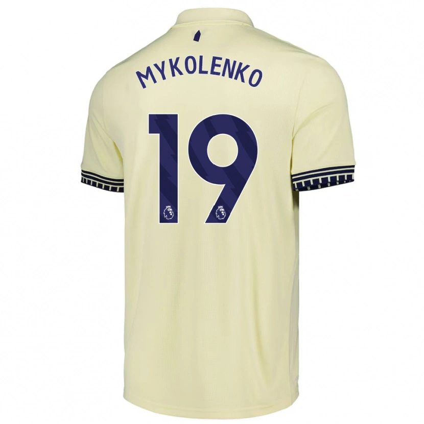 Danxen Hombre Camiseta Vitaliy Mykolenko #19 Blanco Roto Negro 2ª Equipación 2025/26 La Camisa