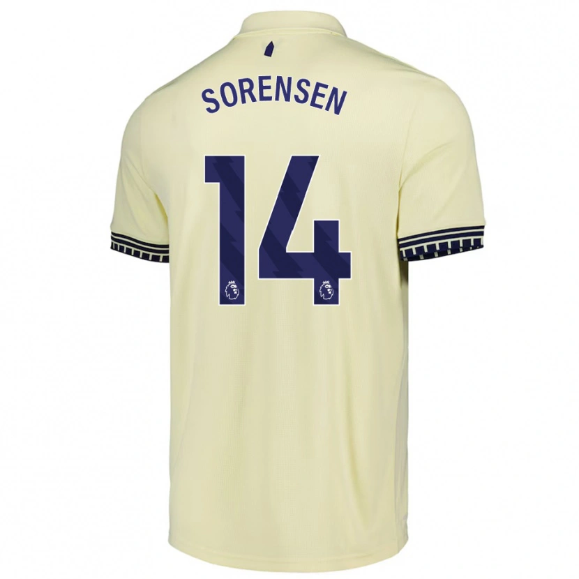 Danxen Hombre Camiseta Nicoline Sorensen #14 Blanco Roto Negro 2ª Equipación 2025/26 La Camisa