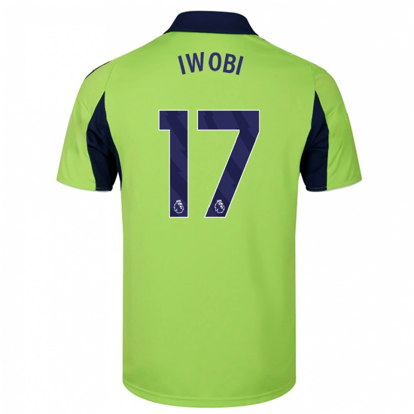 Danxen Hombre Camiseta Alex Iwobi #17 Verde Marino Blanco 2ª Equipación 2025/26 La Camisa