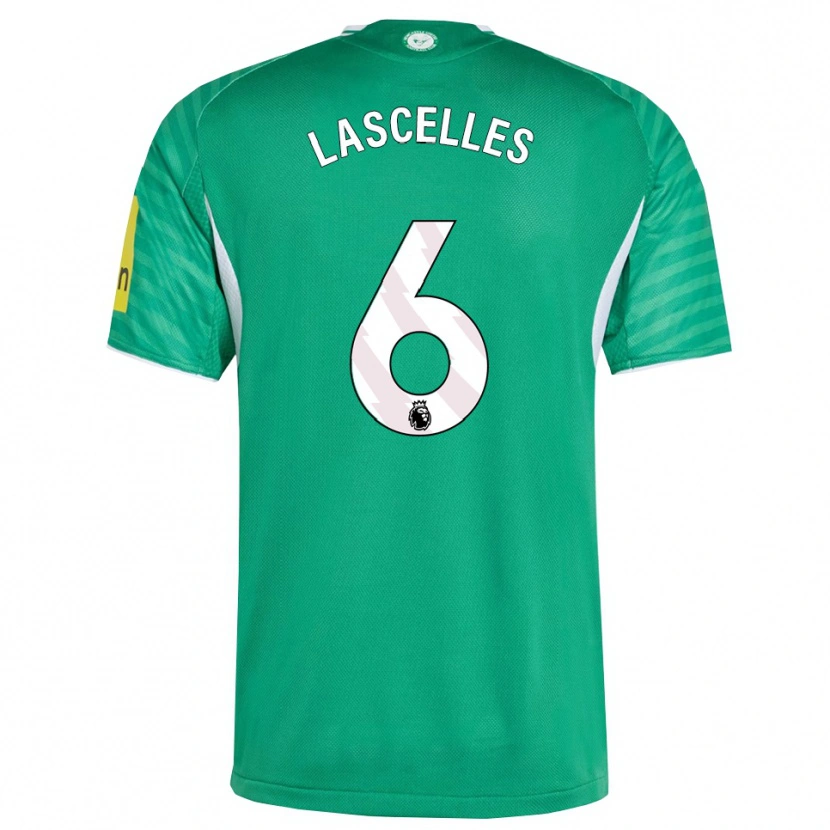 Danxen Hombre Camiseta Jamaal Lascelles #6 Verde Blanco 2ª Equipación 2025/26 La Camisa