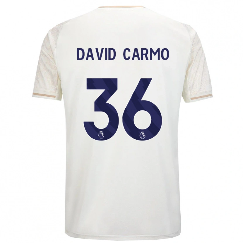Danxen Hombre Camiseta David Carmo #36 Blanco Roto Negro 2ª Equipación 2025/26 La Camisa