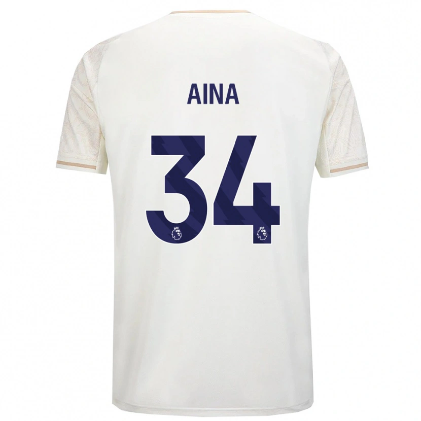 Danxen Hombre Camiseta Ola Aina #34 Blanco Roto Negro 2ª Equipación 2025/26 La Camisa