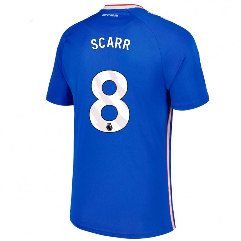 Danxen Hombre Camiseta Emily Scarr #8 Azul Blanco 2ª Equipación 2025/26 La Camisa