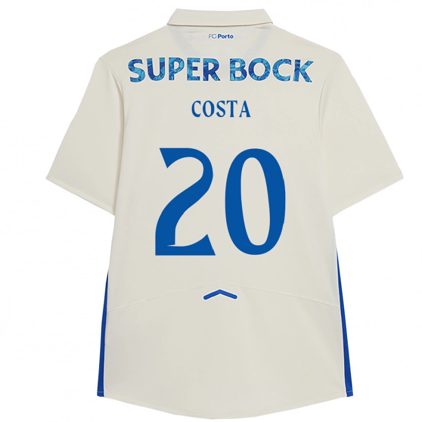 Danxen Hombre Camiseta Alberto Costa #20 Blanco Azul Equipación Tercera 2025/26 La Camisa