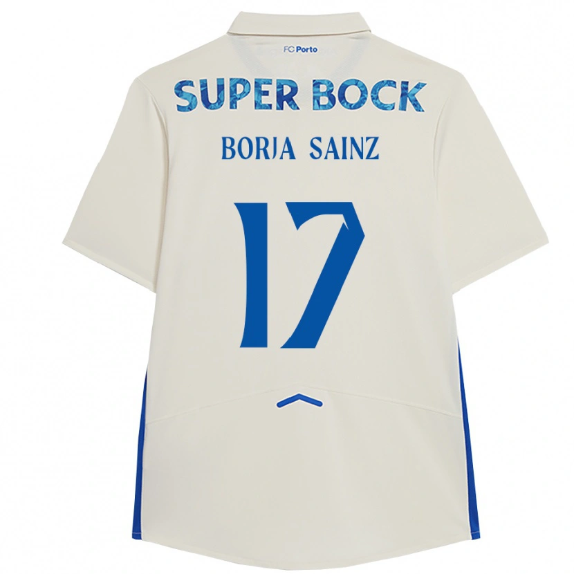 Danxen Hombre Camiseta Borja Sainz #17 Blanco Azul Equipación Tercera 2025/26 La Camisa