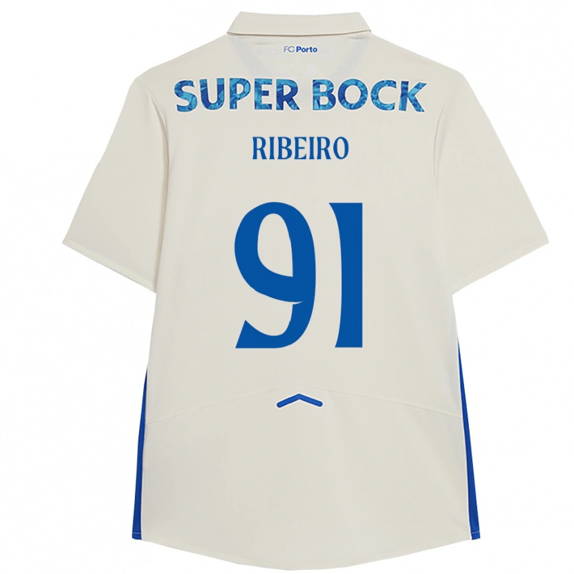 Danxen Hombre Camiseta Gonçalo Ribeiro #91 Blanco Azul Equipación Tercera 2025/26 La Camisa
