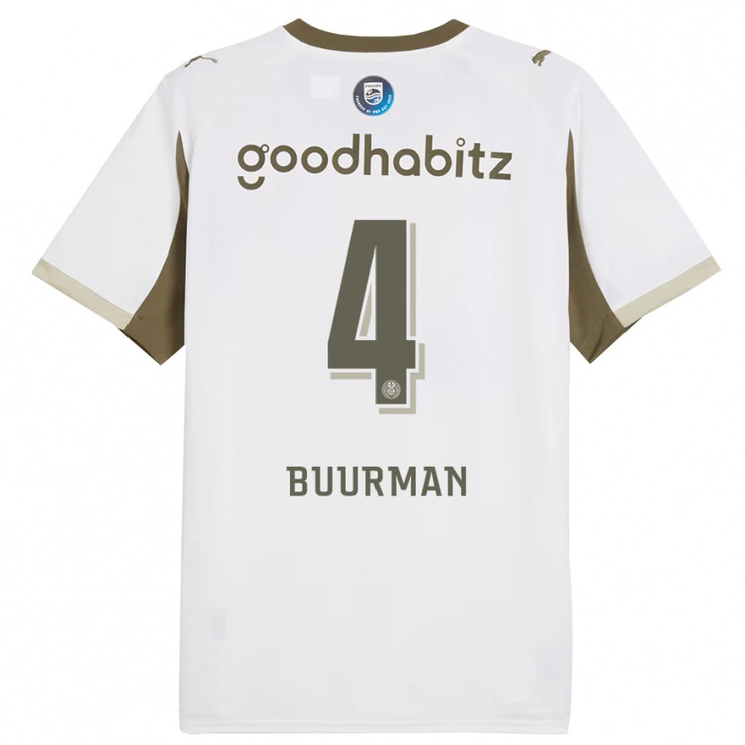 Danxen Hombre Camiseta Veerle Buurman #4 Blanco Gris Equipación Tercera 2025/26 La Camisa