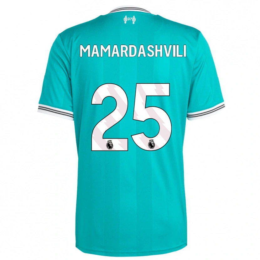 Danxen Hombre Camiseta Giorgi Mamardashvili #25 Verde Blanco Equipación Tercera 2025/26 La Camisa