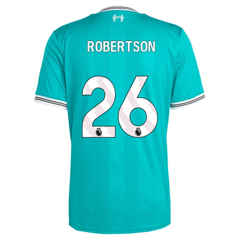 Danxen Hombre Camiseta Andrew Robertson #26 Verde Blanco Equipación Tercera 2025/26 La Camisa