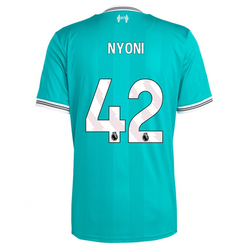 Danxen Hombre Camiseta Trey Nyoni #42 Verde Blanco Equipación Tercera 2025/26 La Camisa