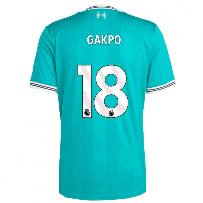 Danxen Hombre Camiseta Cody Gakpo #18 Verde Blanco Equipación Tercera 2025/26 La Camisa