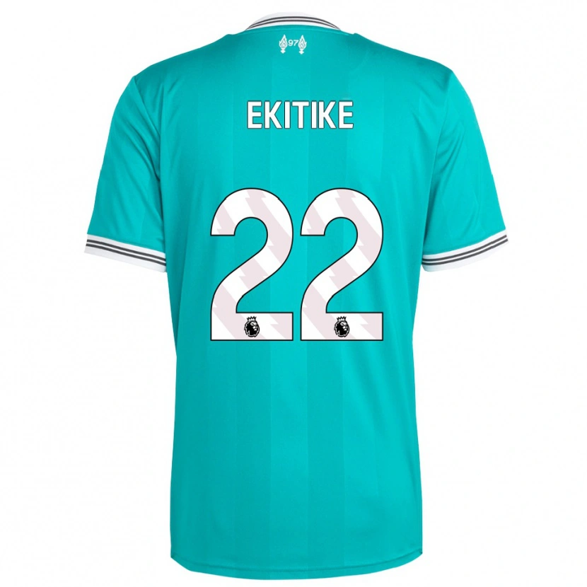 Danxen Hombre Camiseta Hugo Ekitiké #22 Verde Blanco Equipación Tercera 2025/26 La Camisa