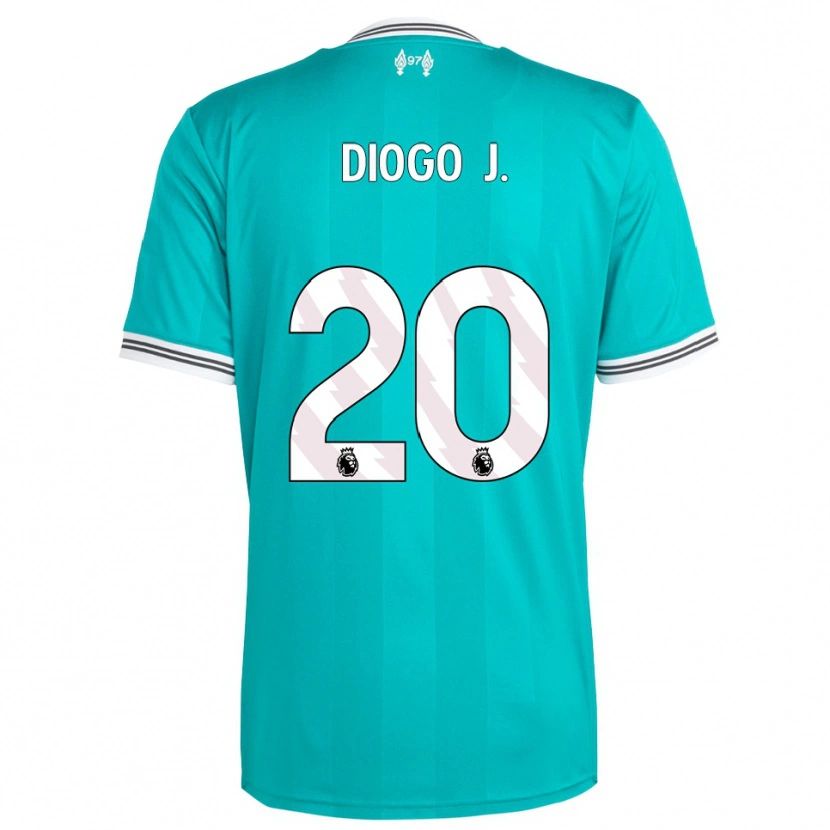 Danxen Hombre Camiseta Diogo Jota #20 Verde Blanco Equipación Tercera 2025/26 La Camisa