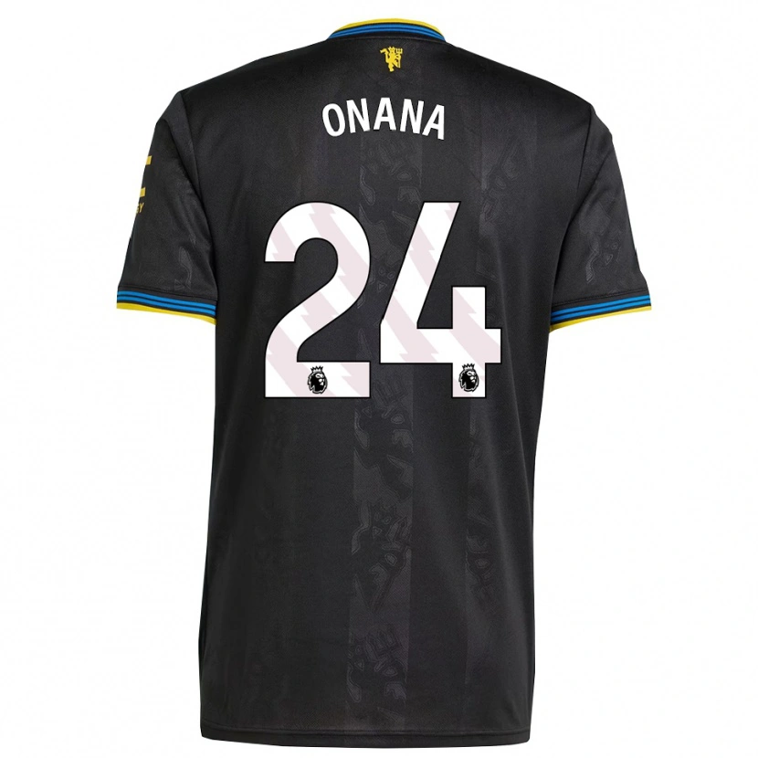 Danxen Hombre Camiseta André Onana #24 Negro Amarillo Azul Equipación Tercera 2025/26 La Camisa