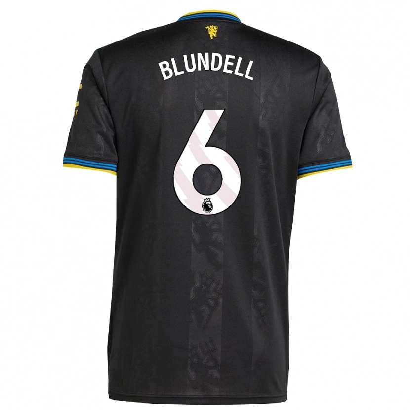Danxen Hombre Camiseta Hannah Blundell #6 Negro Amarillo Azul Equipación Tercera 2025/26 La Camisa