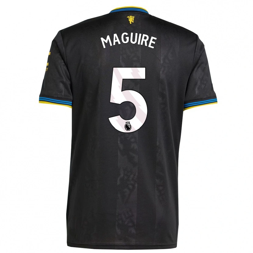 Danxen Hombre Camiseta Harry Maguire #5 Negro Amarillo Azul Equipación Tercera 2025/26 La Camisa