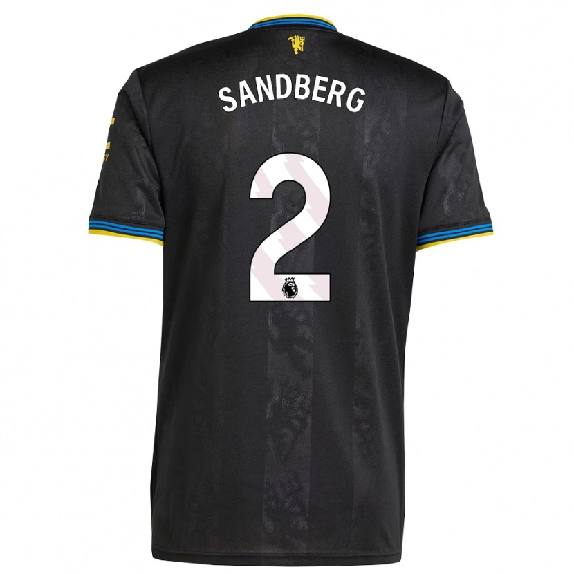 Danxen Hombre Camiseta Anna Sandberg #2 Negro Amarillo Azul Equipación Tercera 2025/26 La Camisa