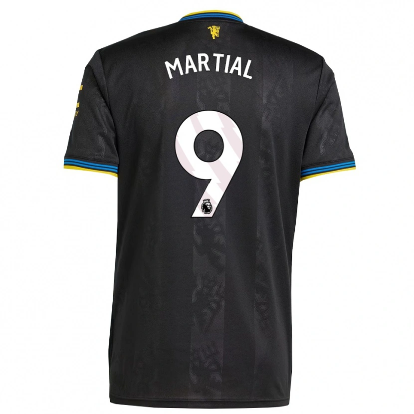 Danxen Hombre Camiseta Anthony Martial #9 Negro Amarillo Azul Equipación Tercera 2025/26 La Camisa