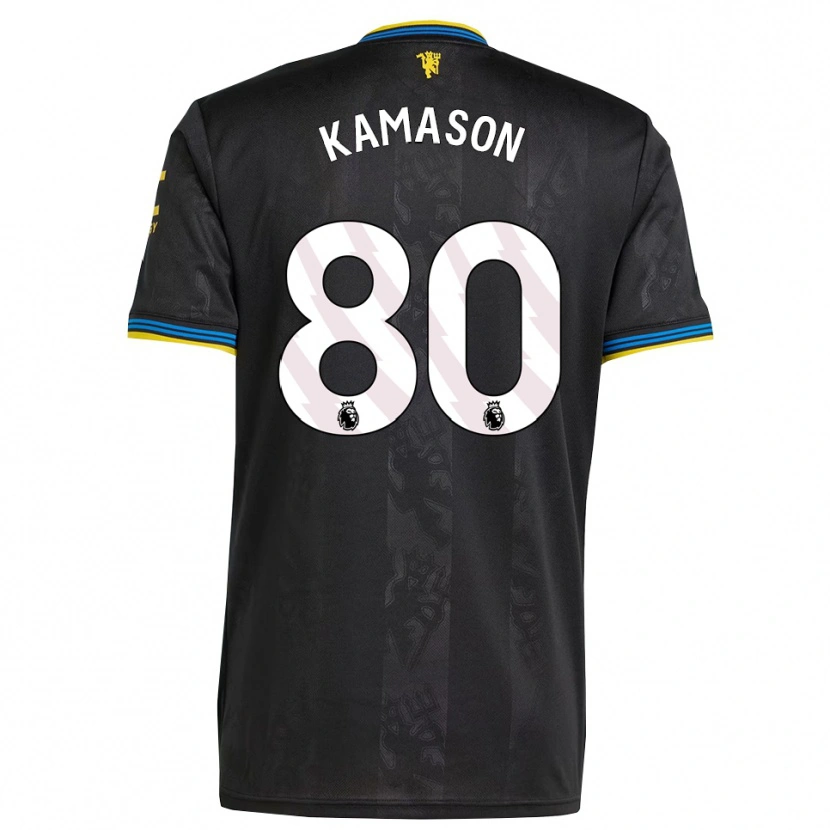Danxen Hombre Camiseta Jaydan Kamason #80 Negro Amarillo Azul Equipación Tercera 2025/26 La Camisa
