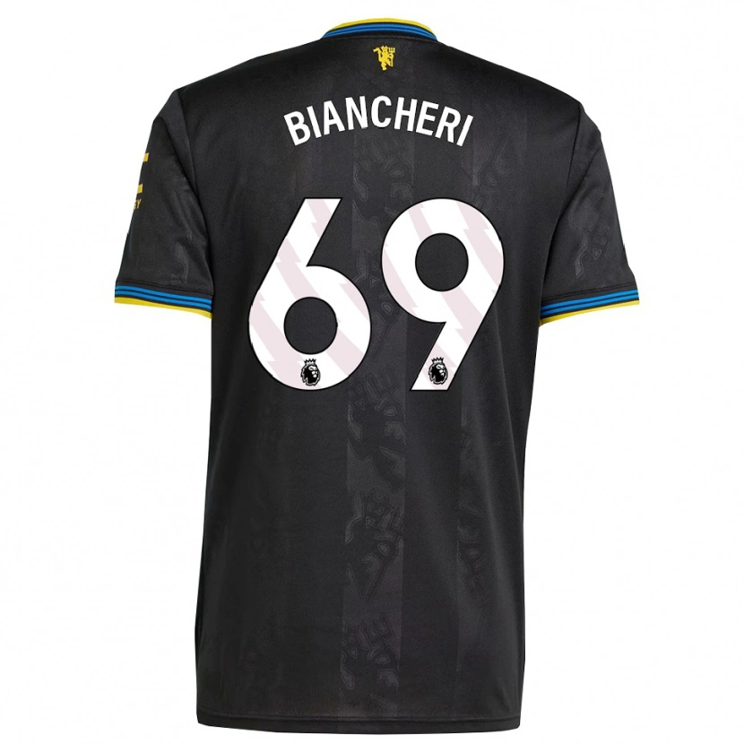 Danxen Hombre Camiseta Gabriele Biancheri #69 Negro Amarillo Azul Equipación Tercera 2025/26 La Camisa
