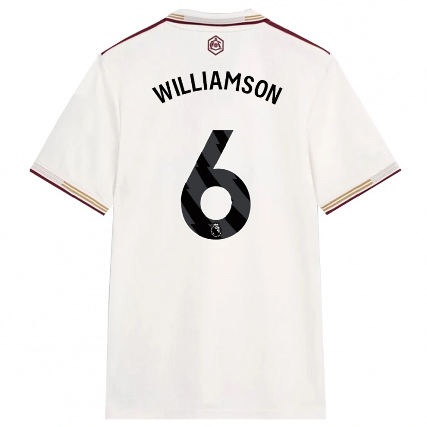 Danxen Hombre Camiseta Leah Williamson #6 Blanco Roto Borgoña Equipación Tercera 2025/26 La Camisa