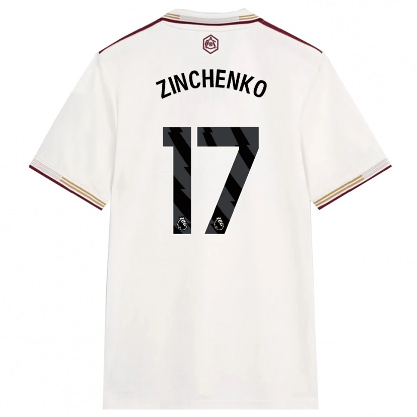 Danxen Hombre Camiseta Oleksandr Zinchenko #17 Blanco Roto Borgoña Equipación Tercera 2025/26 La Camisa