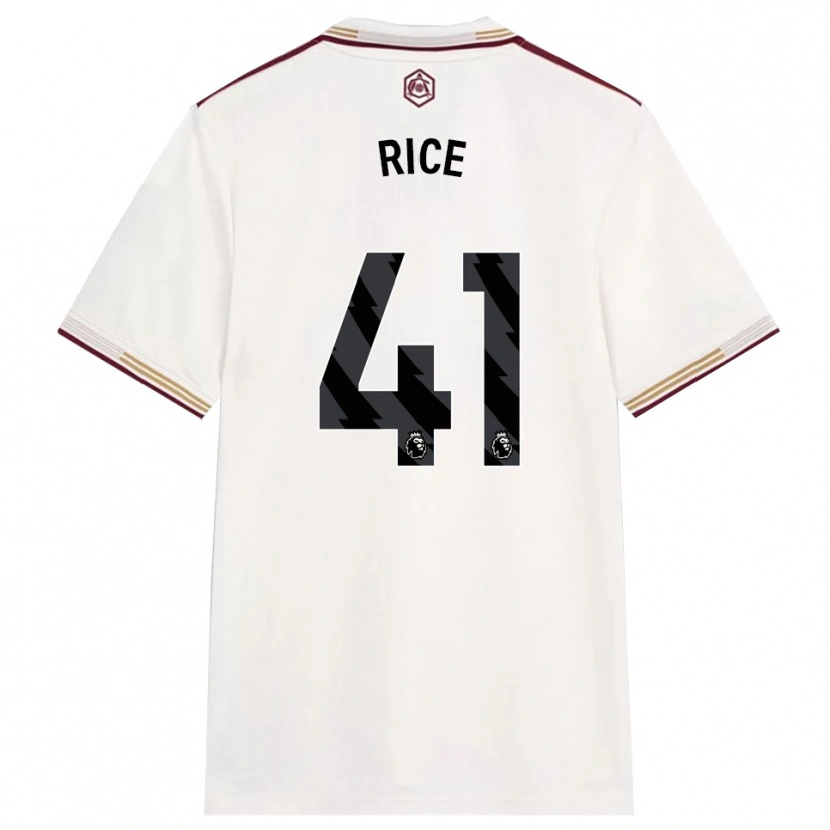 Danxen Hombre Camiseta Declan Rice #41 Blanco Roto Borgoña Equipación Tercera 2025/26 La Camisa