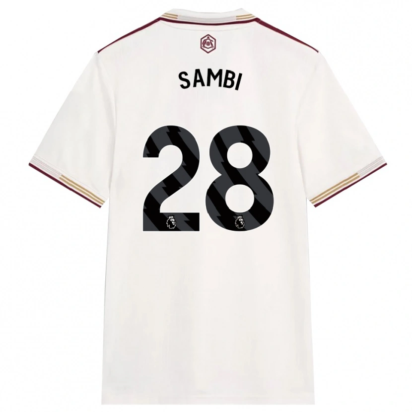 Danxen Hombre Camiseta Albert Sambi Lokonga #28 Blanco Roto Borgoña Equipación Tercera 2025/26 La Camisa