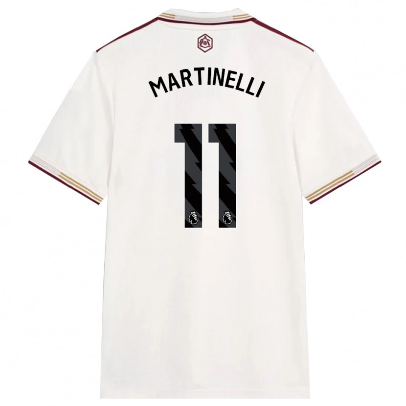 Danxen Hombre Camiseta Gabriel Martinelli #11 Blanco Roto Borgoña Equipación Tercera 2025/26 La Camisa