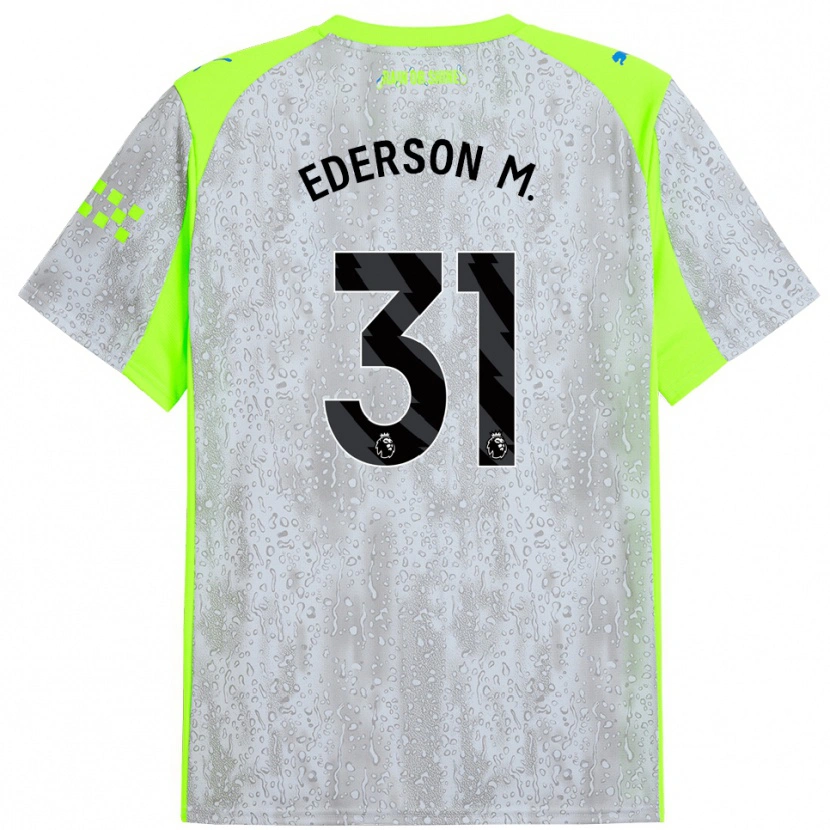 Danxen Hombre Camiseta Ederson #31 Gris Amarillo Equipación Tercera 2025/26 La Camisa