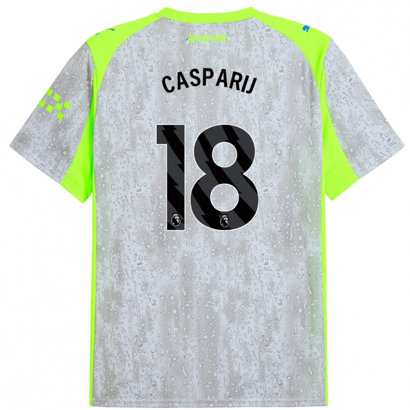 Danxen Hombre Camiseta Kerstin Casparij #18 Gris Amarillo Equipación Tercera 2025/26 La Camisa