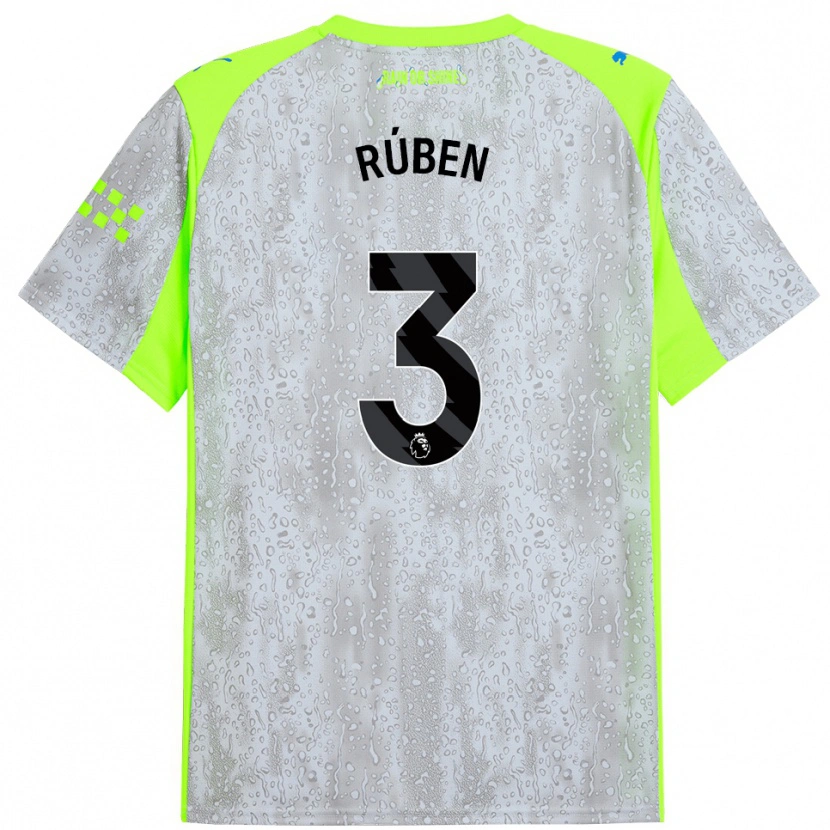 Danxen Hombre Camiseta Rúben Dias #3 Gris Amarillo Equipación Tercera 2025/26 La Camisa