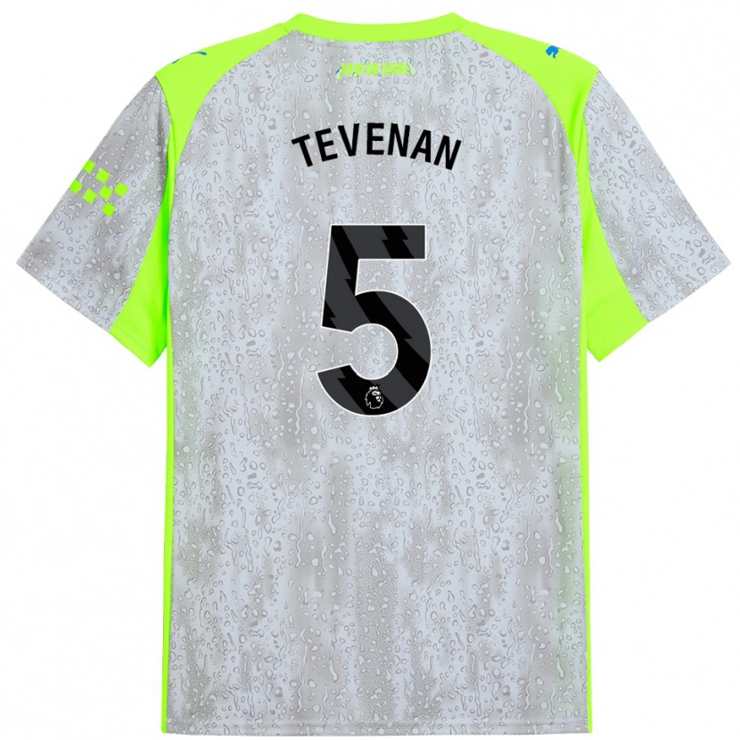 Danxen Hombre Camiseta Oliver Tevenan #5 Gris Amarillo Equipación Tercera 2025/26 La Camisa