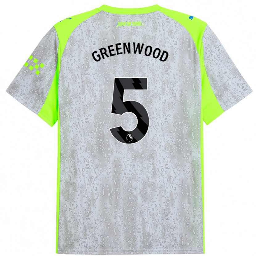 Danxen Hombre Camiseta Alex Greenwood #5 Gris Amarillo Equipación Tercera 2025/26 La Camisa