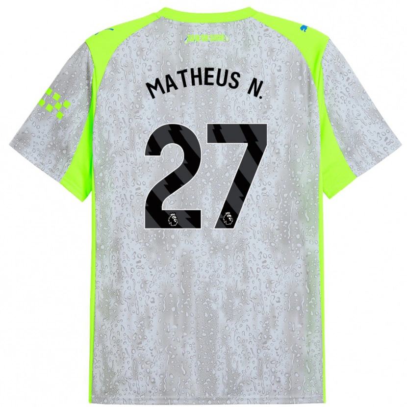 Danxen Hombre Camiseta Matheus Nunes #27 Gris Amarillo Equipación Tercera 2025/26 La Camisa