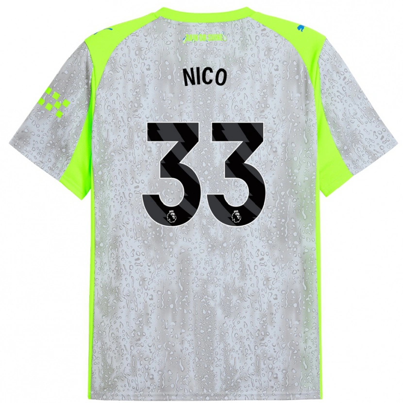 Danxen Hombre Camiseta Nico O'reilly #33 Gris Amarillo Equipación Tercera 2025/26 La Camisa