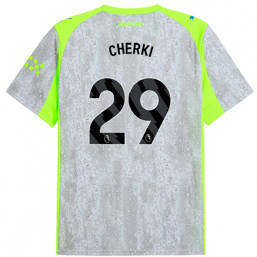 Danxen Hombre Camiseta Rayan Cherki #29 Gris Amarillo Equipación Tercera 2025/26 La Camisa
