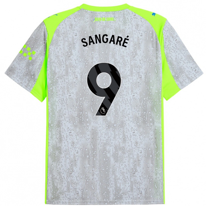 Danxen Hombre Camiseta Mahamadou Sangaré #9 Gris Amarillo Equipación Tercera 2025/26 La Camisa
