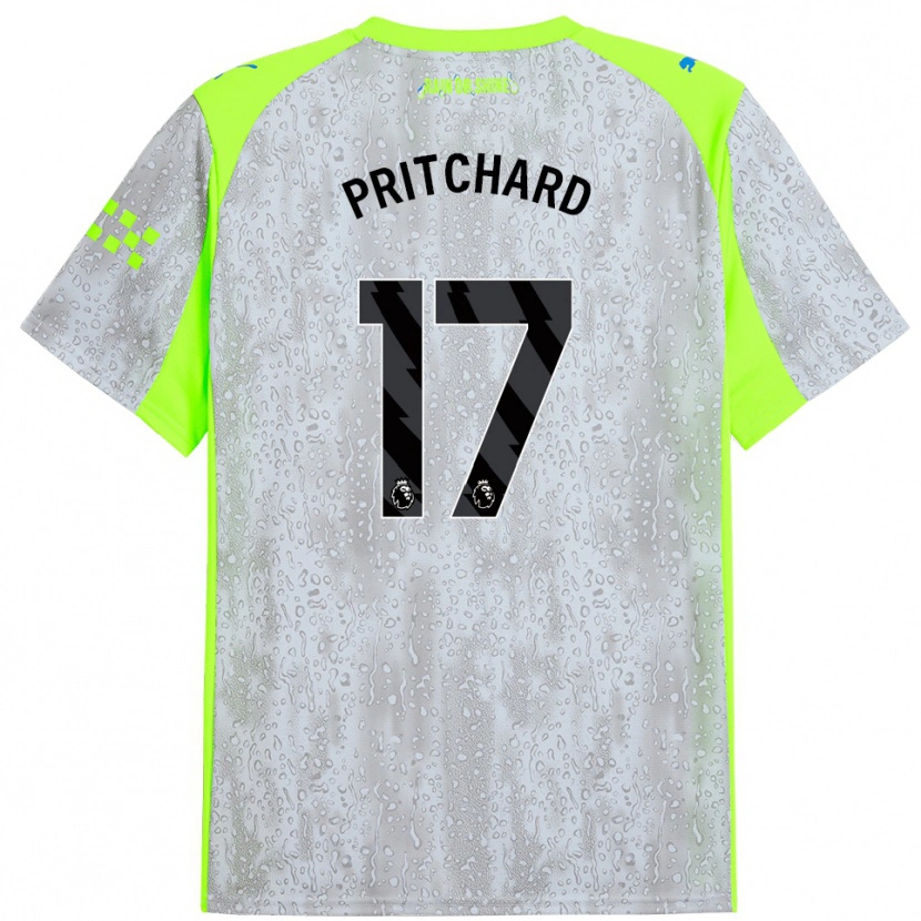 Danxen Hombre Camiseta Poppy Pritchard #17 Gris Amarillo Equipación Tercera 2025/26 La Camisa