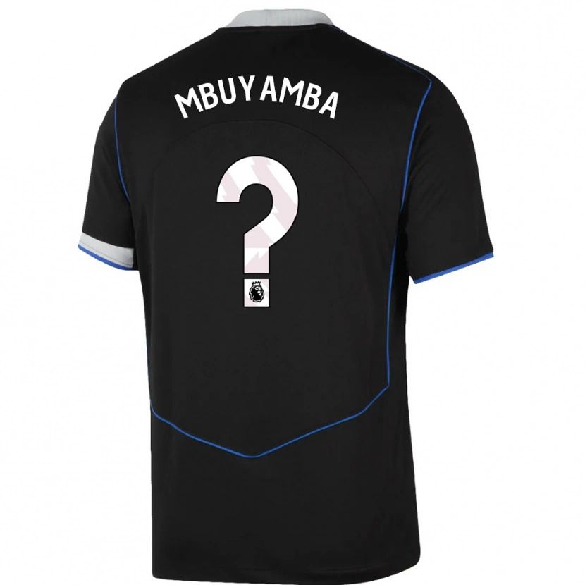 Danxen Hombre Camiseta Xavier Mbuyamba #0 Negro Azul Plata Equipación Tercera 2025/26 La Camisa