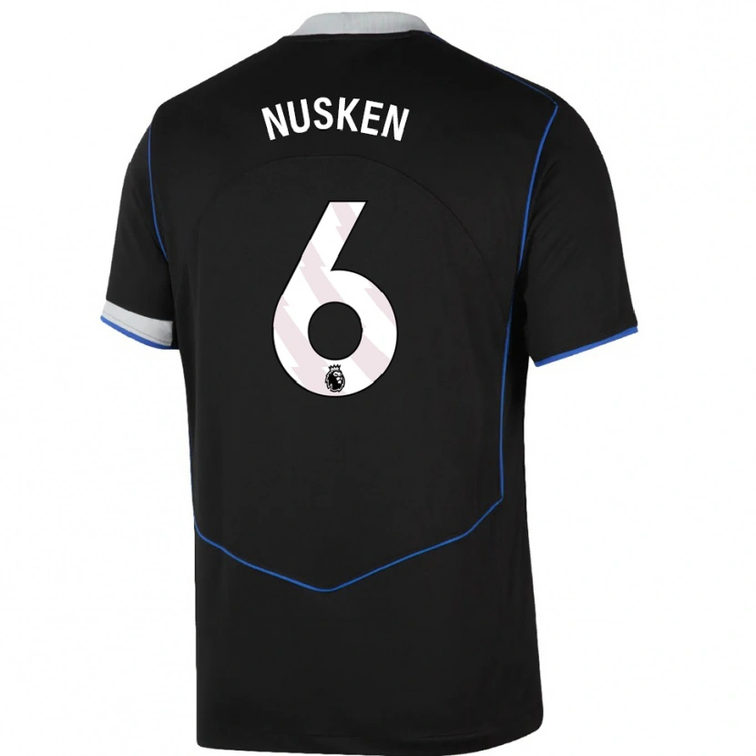 Danxen Hombre Camiseta Sjoeke Nusken #6 Negro Azul Plata Equipación Tercera 2025/26 La Camisa