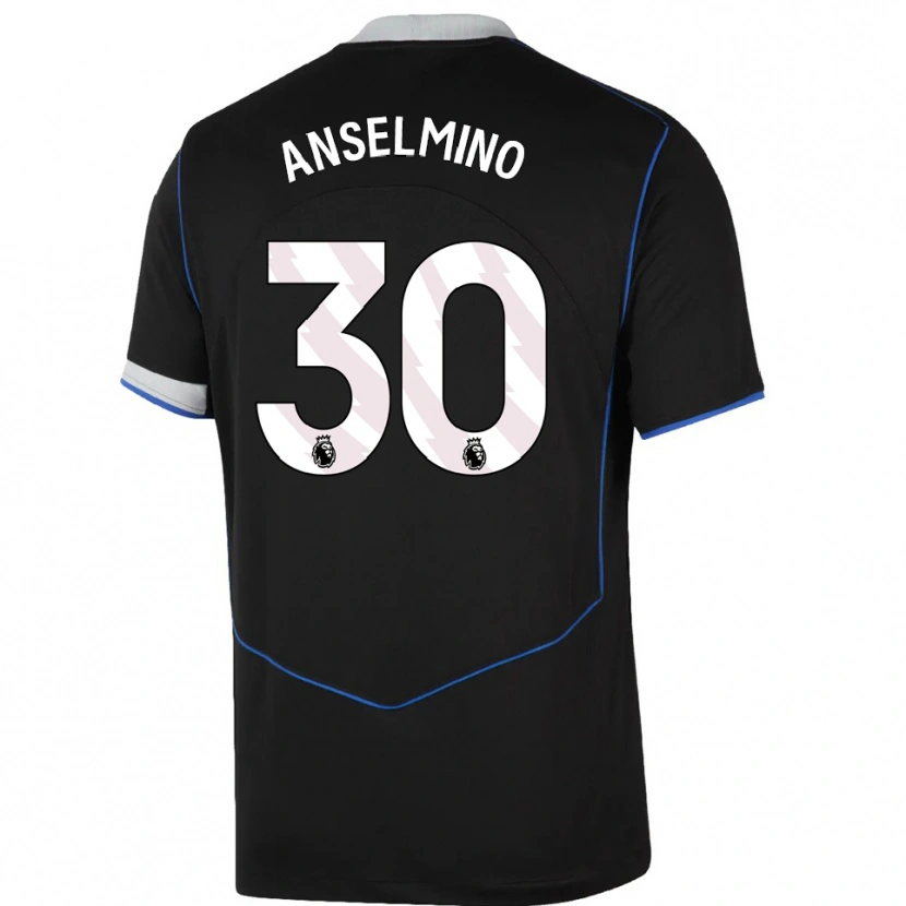 Danxen Hombre Camiseta Aarón Anselmino #30 Negro Azul Plata Equipación Tercera 2025/26 La Camisa