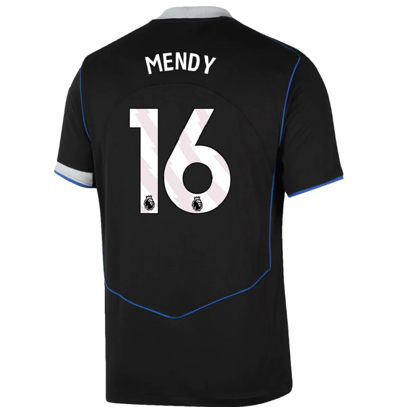 Danxen Hombre Camiseta Edouard Mendy #16 Negro Azul Plata Equipación Tercera 2025/26 La Camisa