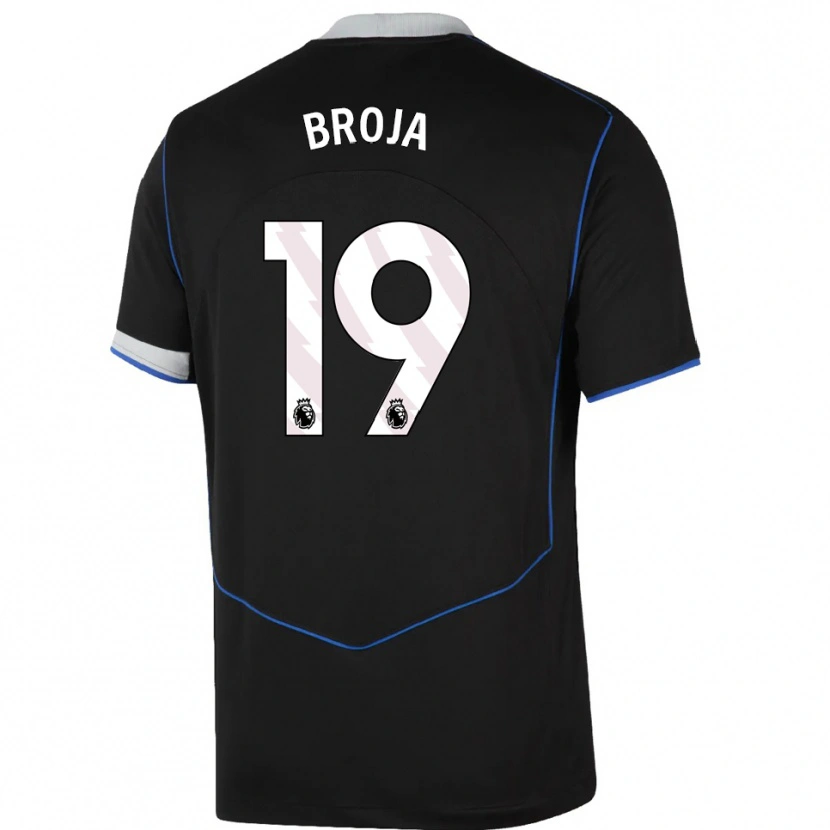 Danxen Hombre Camiseta Armando Broja #19 Negro Azul Plata Equipación Tercera 2025/26 La Camisa