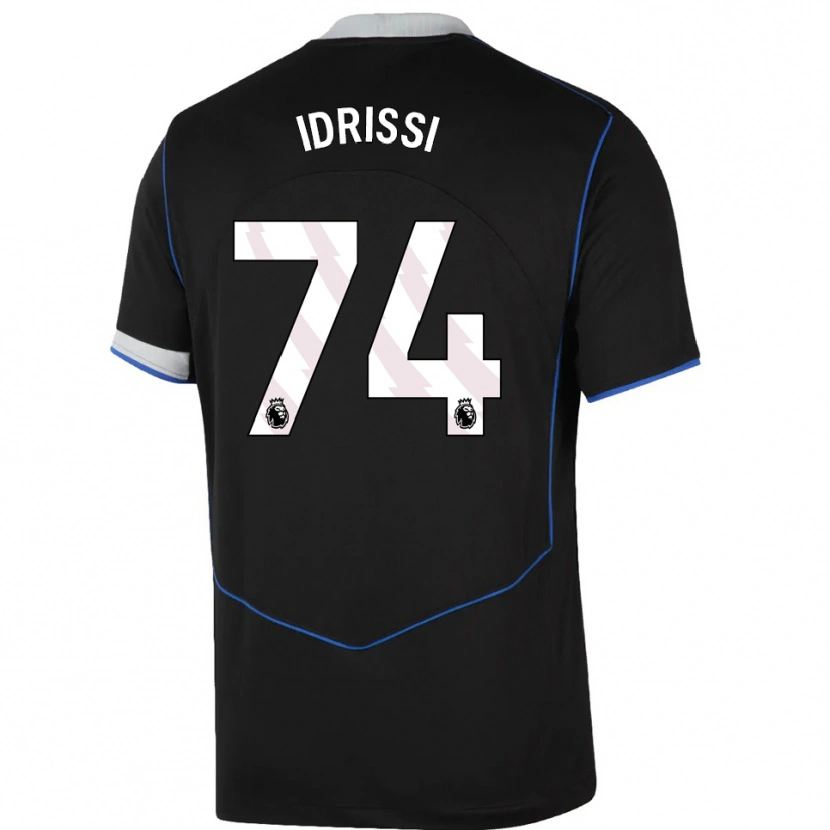 Danxen Hombre Camiseta Yahya Idrissi #74 Negro Azul Plata Equipación Tercera 2025/26 La Camisa